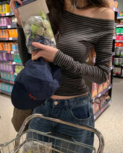 【衣櫃必備系列✨】Basic Striped Single Shoulder Top