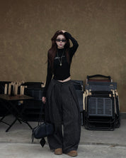 Outerity striped wide leg pants