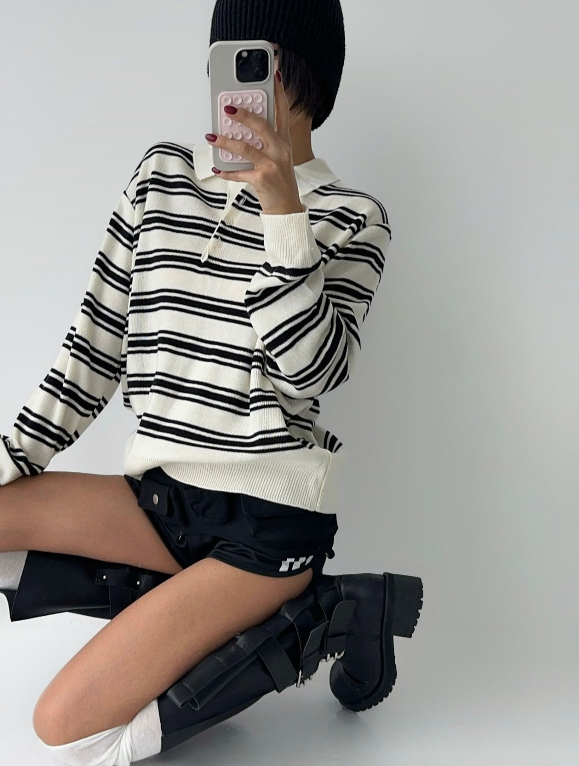 【🇰🇷韓國連線】Loose Fit Striped Collar T Shirt