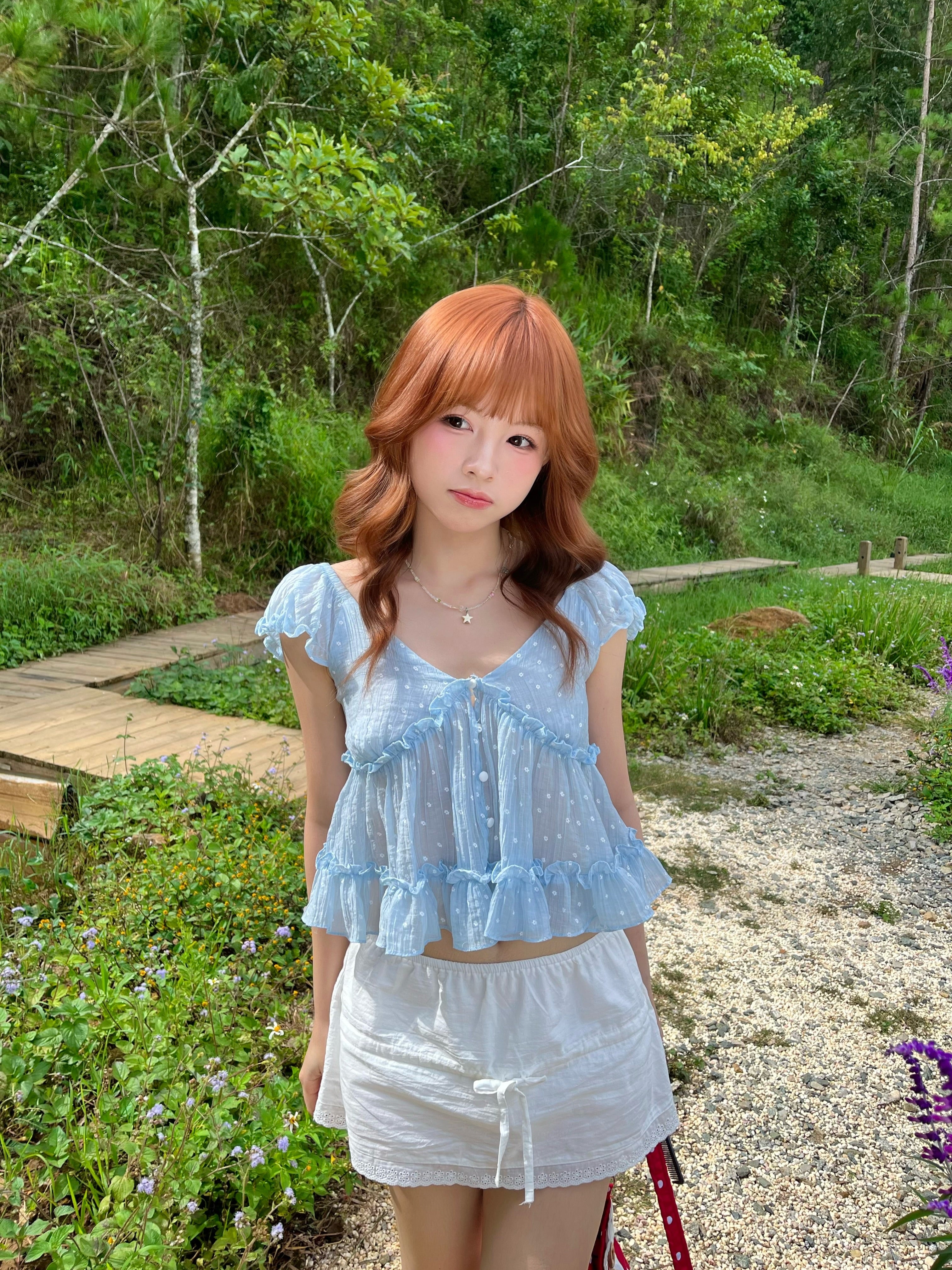 Cloudy Sheer Polka Dot Blouse
