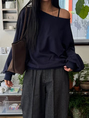 【歐美風單肩sweater】 Long Sleeve Off Shoulder Sweater