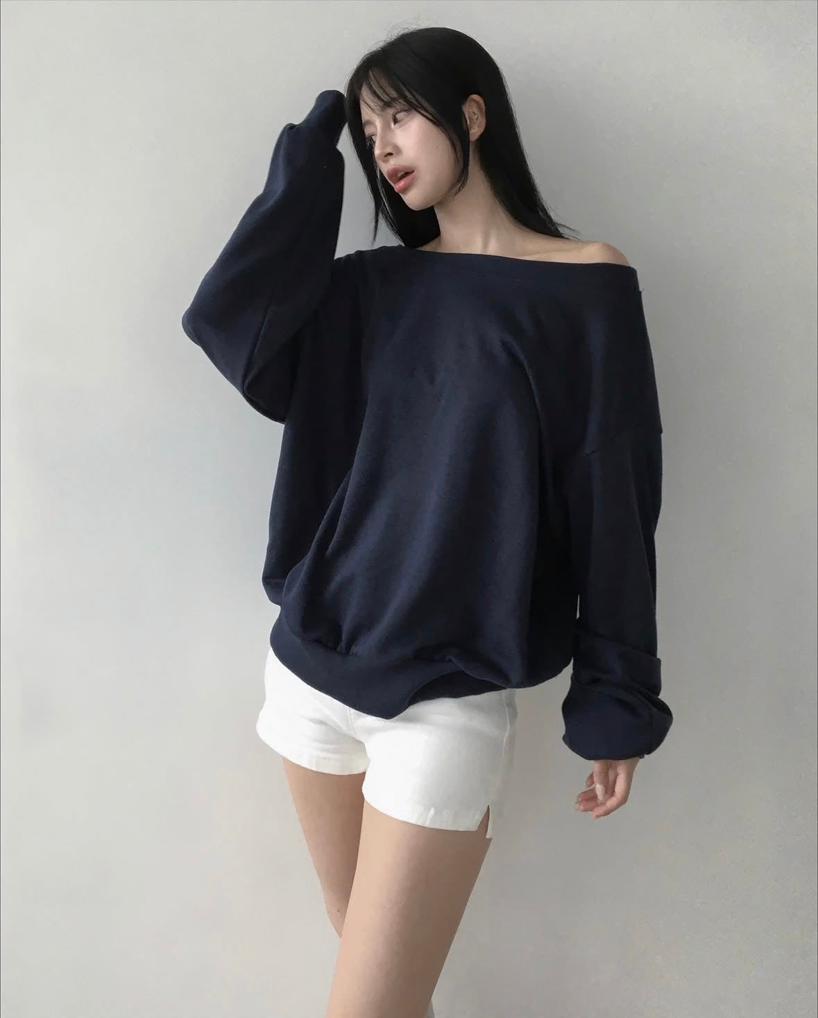 【歐美風單肩sweater】 Long Sleeve Off Shoulder Sweater