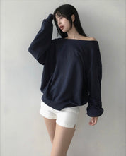 【歐美風單肩sweater】 Long Sleeve Off Shoulder Sweater