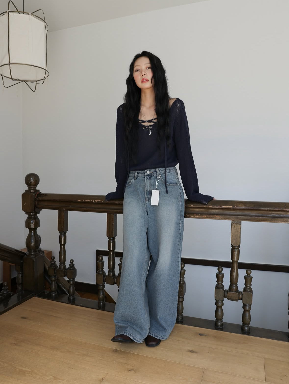 【慵懶感綁帶罩衫｜2色入】Tie Front Solid See-Throgh Knit Cardigan