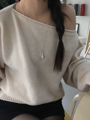 【歐美感針織Top】Ribbed Off Shoulder Cardigan