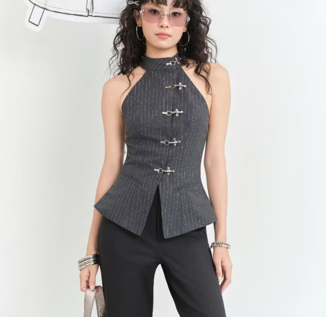 Neo-chinese Buckled Halter Top