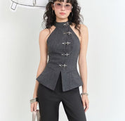 Neo-chinese Buckled Halter Top