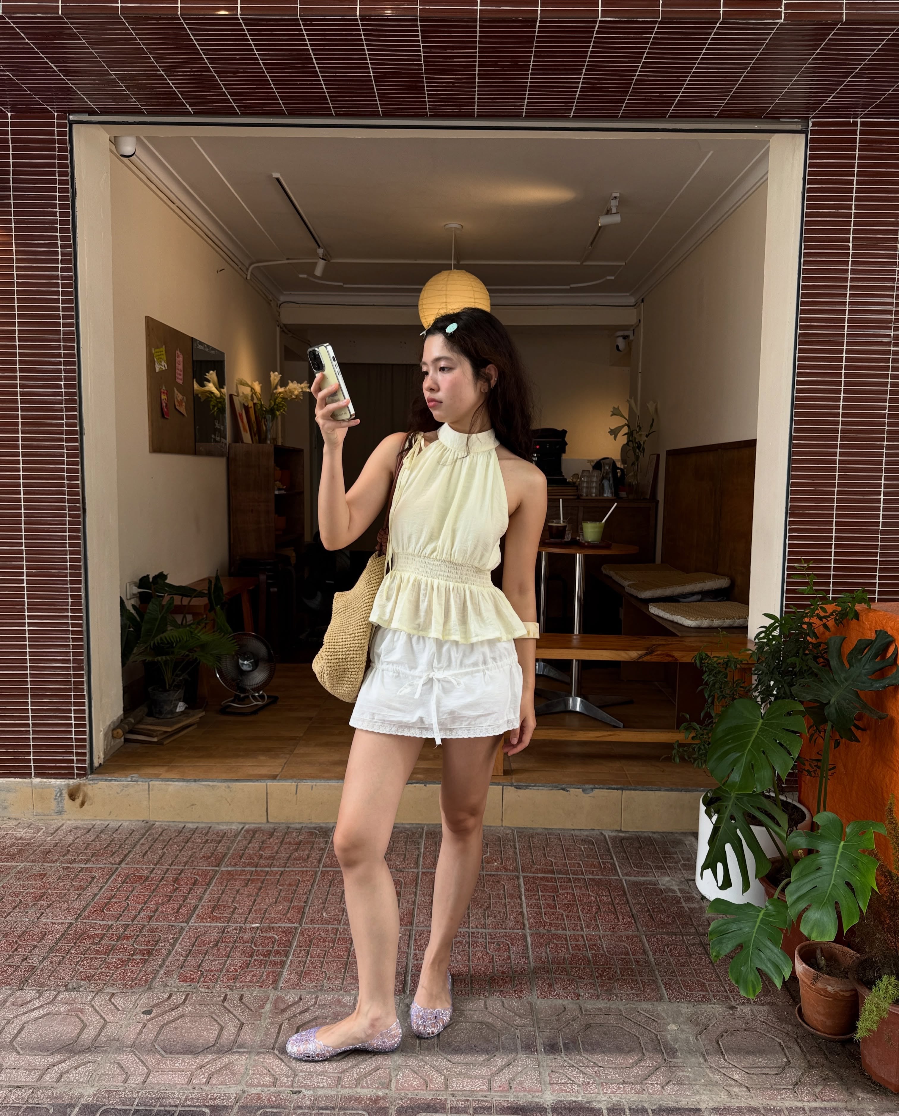 Lemon Soufflé Peplum Top