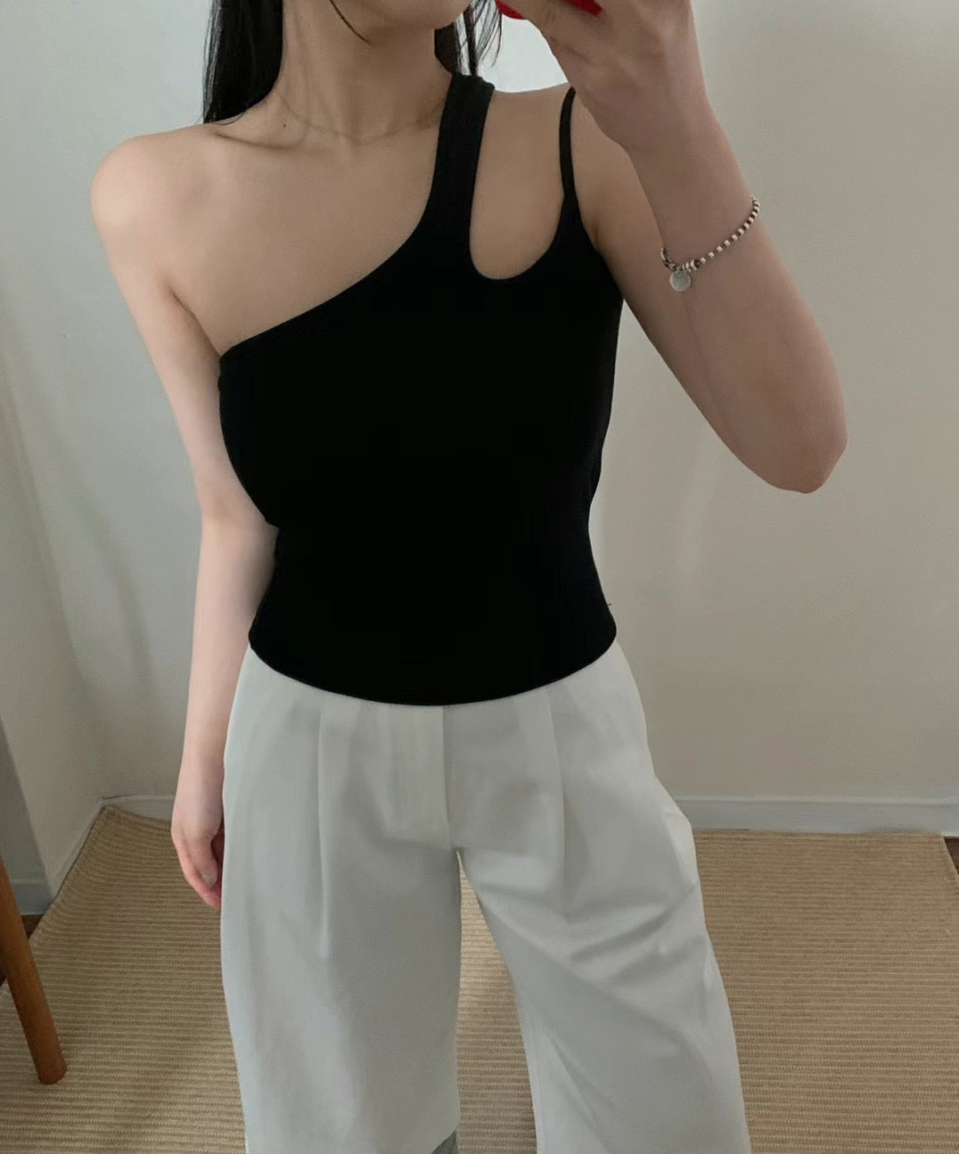 【✔️PAD｜單肩設計】Single Shoulder Padded Bra Top