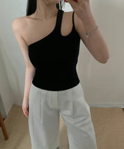 【✔️PAD｜單肩設計】Single Shoulder Padded Bra Top
