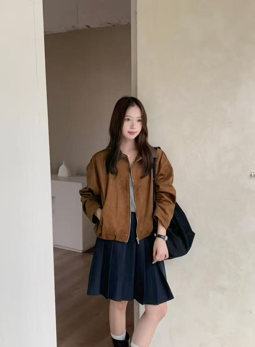【🇰🇷韓國連線｜限時優惠價！】Leather Collar Suede Jacket