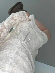 【歐美風平口繡花短裙】Solid Lace Tube Top Dress