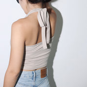 Multi Way Tie Neck Solid Tank Top