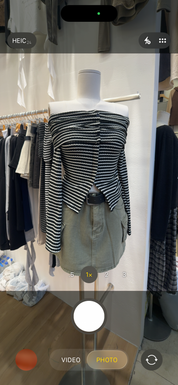 【🇰🇷韓國連線】皺皺領橫間一字膊Top