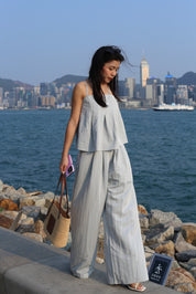 【超舒適慵懶渡假套裝】Solid Cami Top With Wide Leg Pants Set
