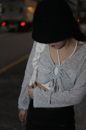 【輕薄質感！ 】Casey Drawstring Ruched Front Cardigan