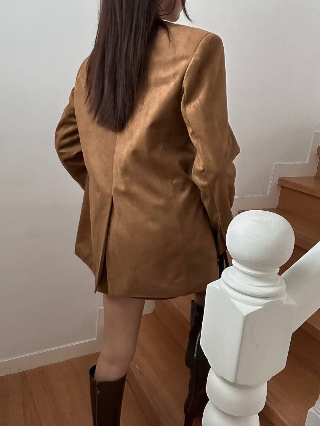 【麂皮西裝套裝｜可分開入手】Solid Suede Pocket Blazer Set