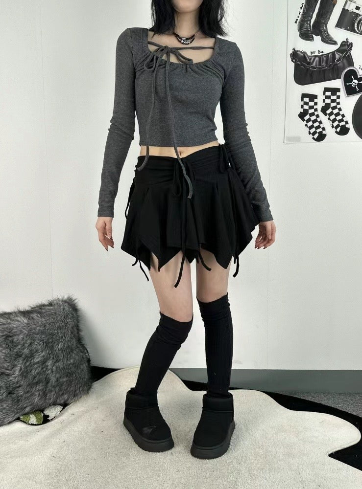 Irregular Tied Short Skirt