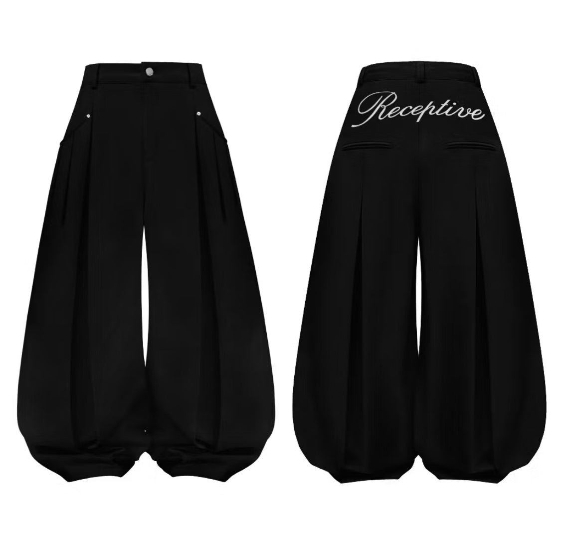 RECEPTIVE curved wide leg pants