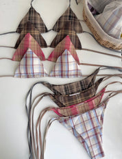 2-piece small checkered Bikini(with breast pads)