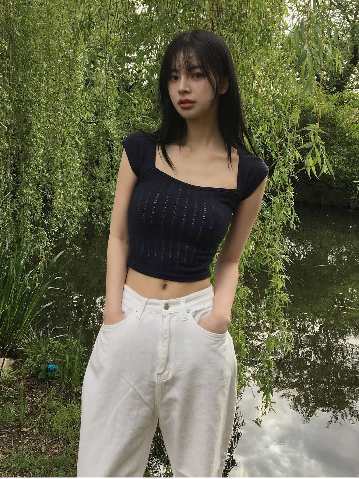 【方領氣質upupup!!!】Squared Neck Baby Crop Top