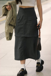 Jailene Solid Cargo Skirt