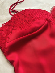 Red Silk Lace Dress