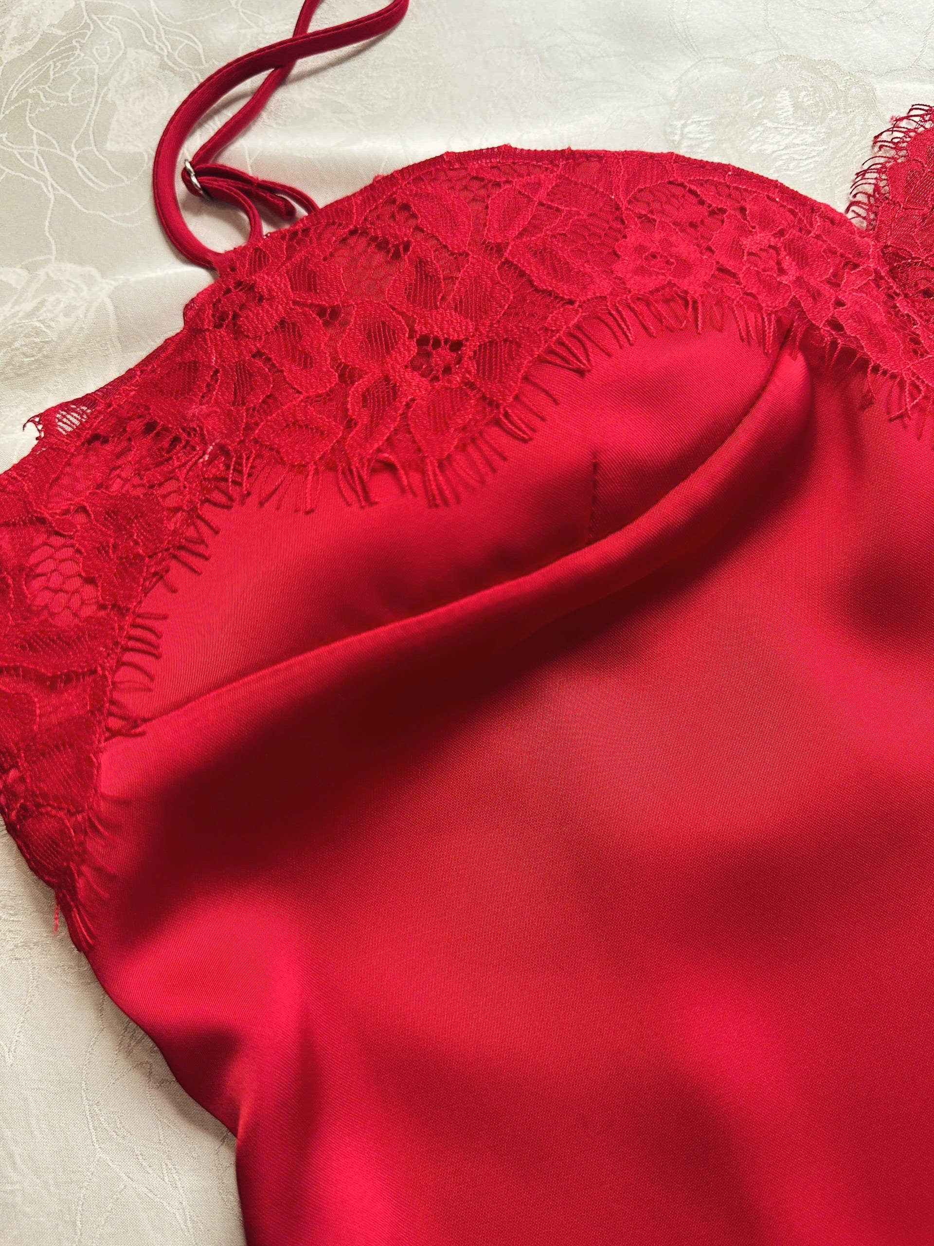 Red Silk Lace Dress
