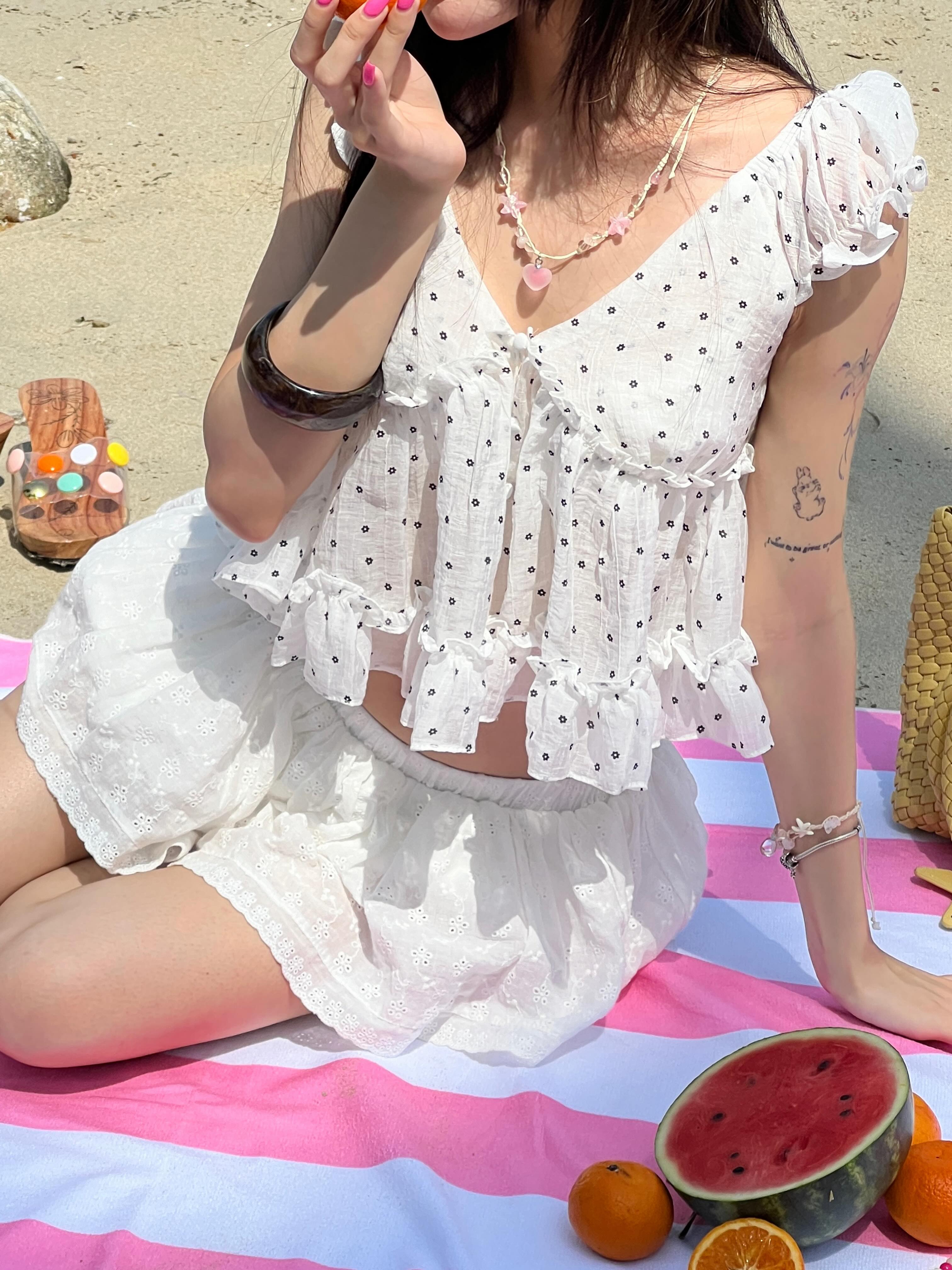 Cloudy Sheer Polka Dot Blouse
