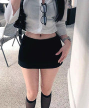 【美式復古低腰裙褲】Basic Solid Low Waist Skort