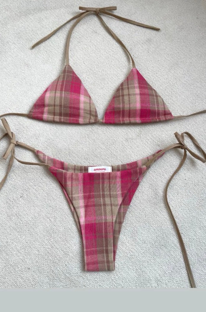 2-piece small checkered Bikini(with breast pads)