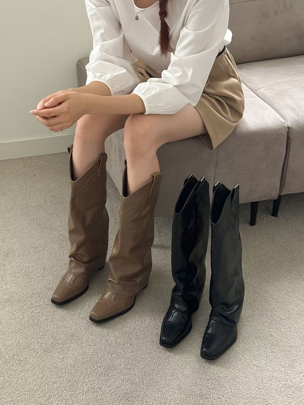 【2025大熱！】 Leather Western Boots