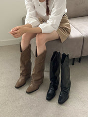 【2025大熱！】 Leather Western Boots