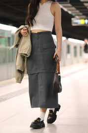 Jailene Solid Cargo Skirt