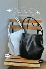 【衣櫃必備系列✨】Basic Leather Solid Tote Bag