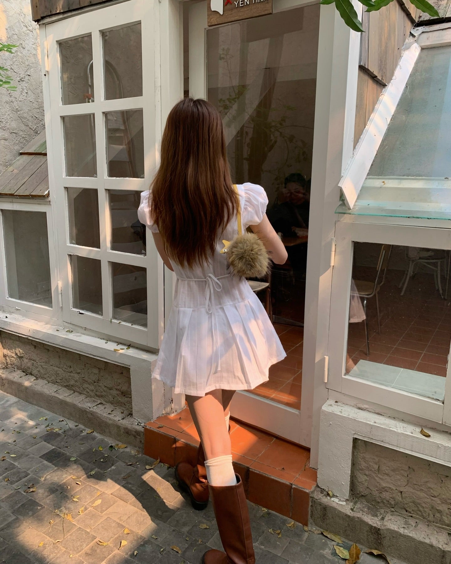 SYO deep cut white dress