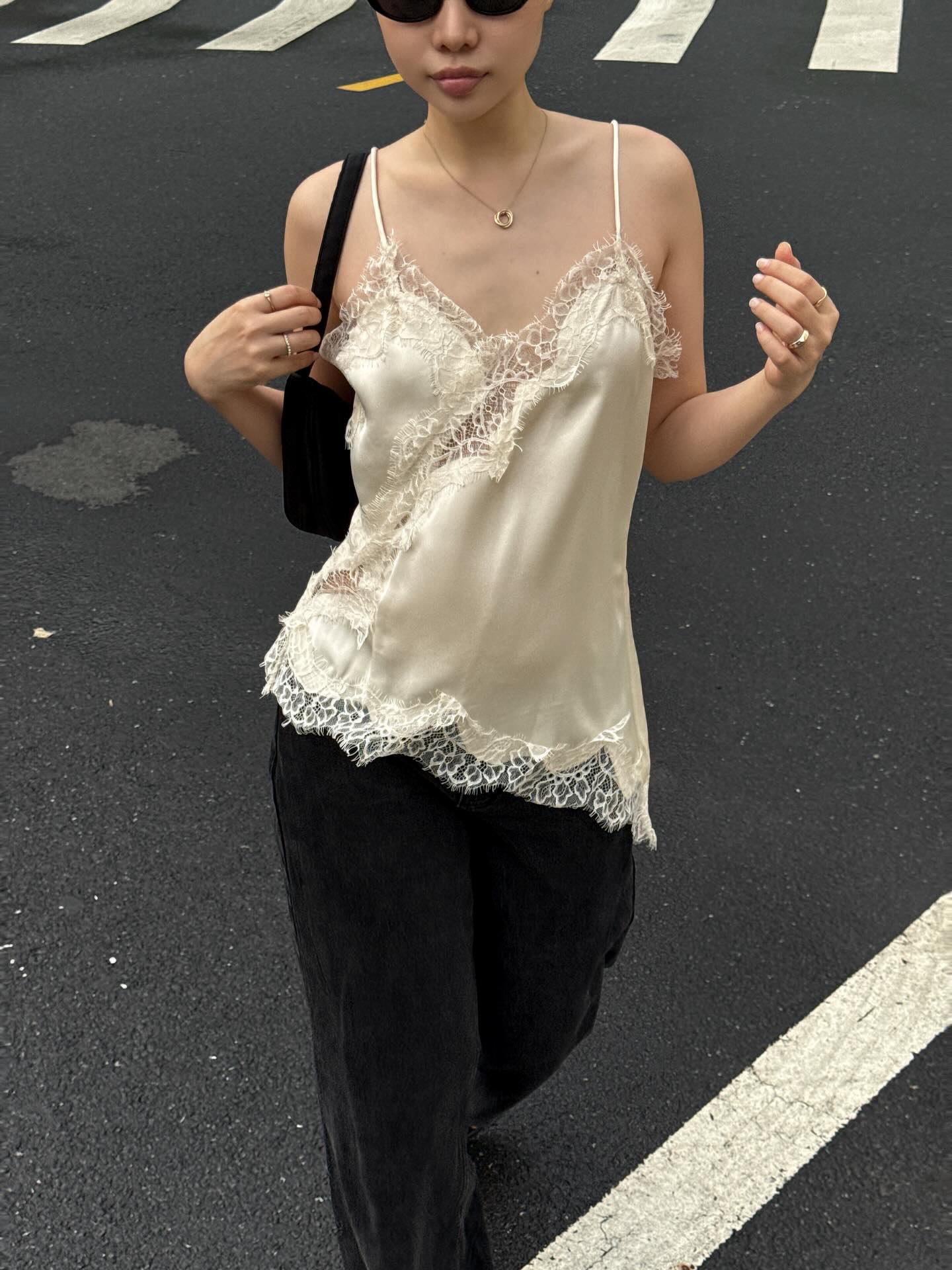 Satin lace camisole top