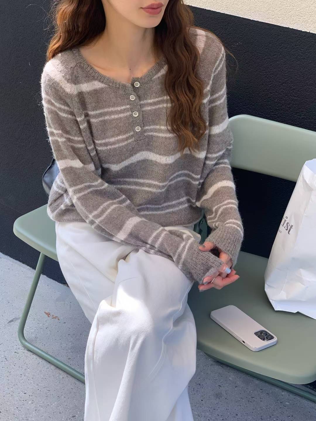 【秋冬必備｜透膚感Max！】See Through Striped Cardigan