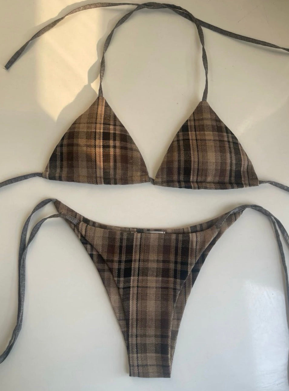 2-piece small checkered Bikini(with breast pads)