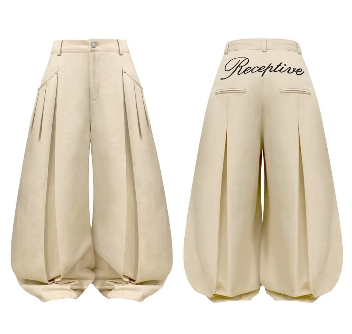 RECEPTIVE curved wide leg pants