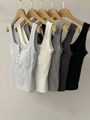 【✔️PAD｜方領設計】Squared Neck Button Front Padded Bra Top