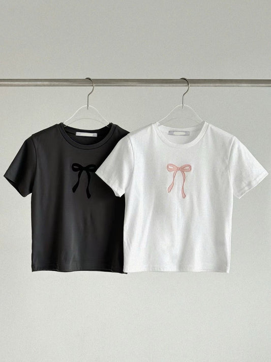 【芭蕾風系列🩰】Ribbon Crop Baby Tee