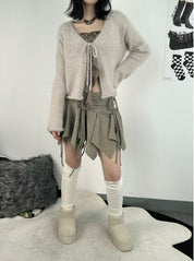 Irregular Tied Short Skirt