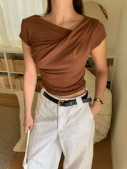 【Office必入款～】Basic Solid Single Shoulder Top