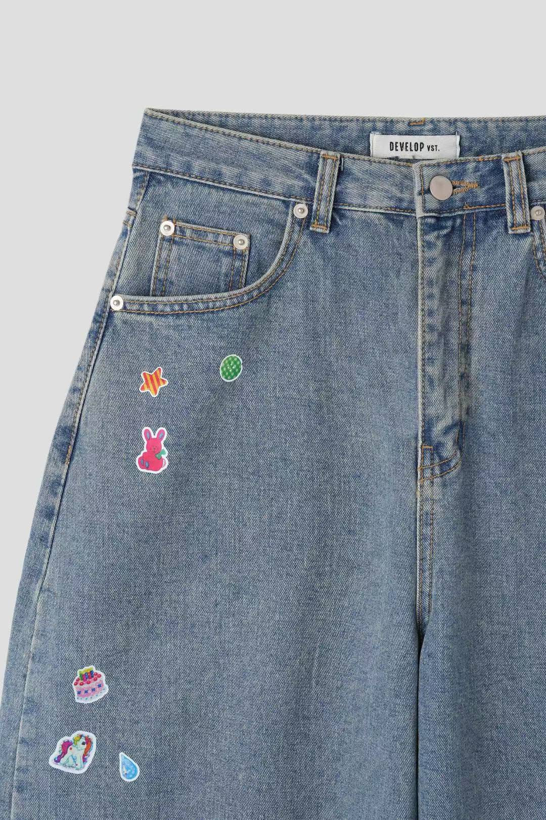 【大熱彎刀褲❤️‍🔥】Patches Barrel Jeans