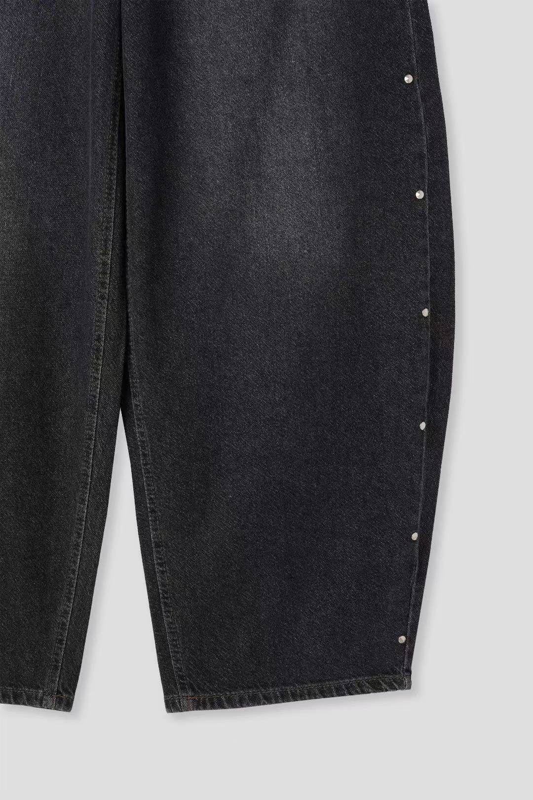 【大熱彎刀褲❤️‍🔥】Dark Denim Rivet Barrel Jeans
