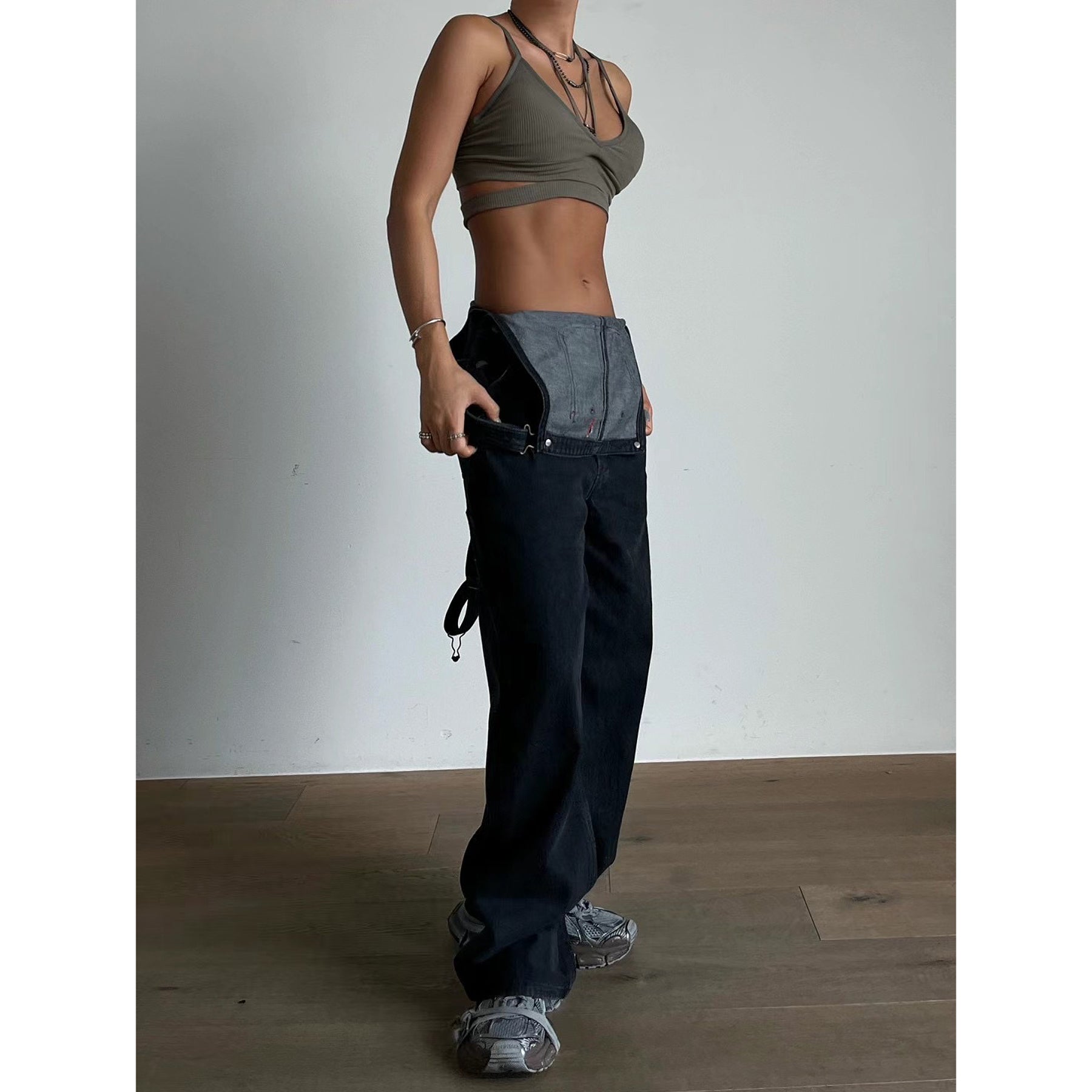 Solid Denim Overall Jumpsuit