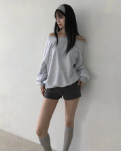 【歐美風單肩sweater】 Long Sleeve Off Shoulder Sweater
