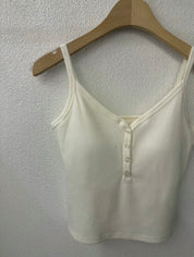 【✔️PAD｜鈕扣設計】V Neck Button Front Cami Padded Bra top