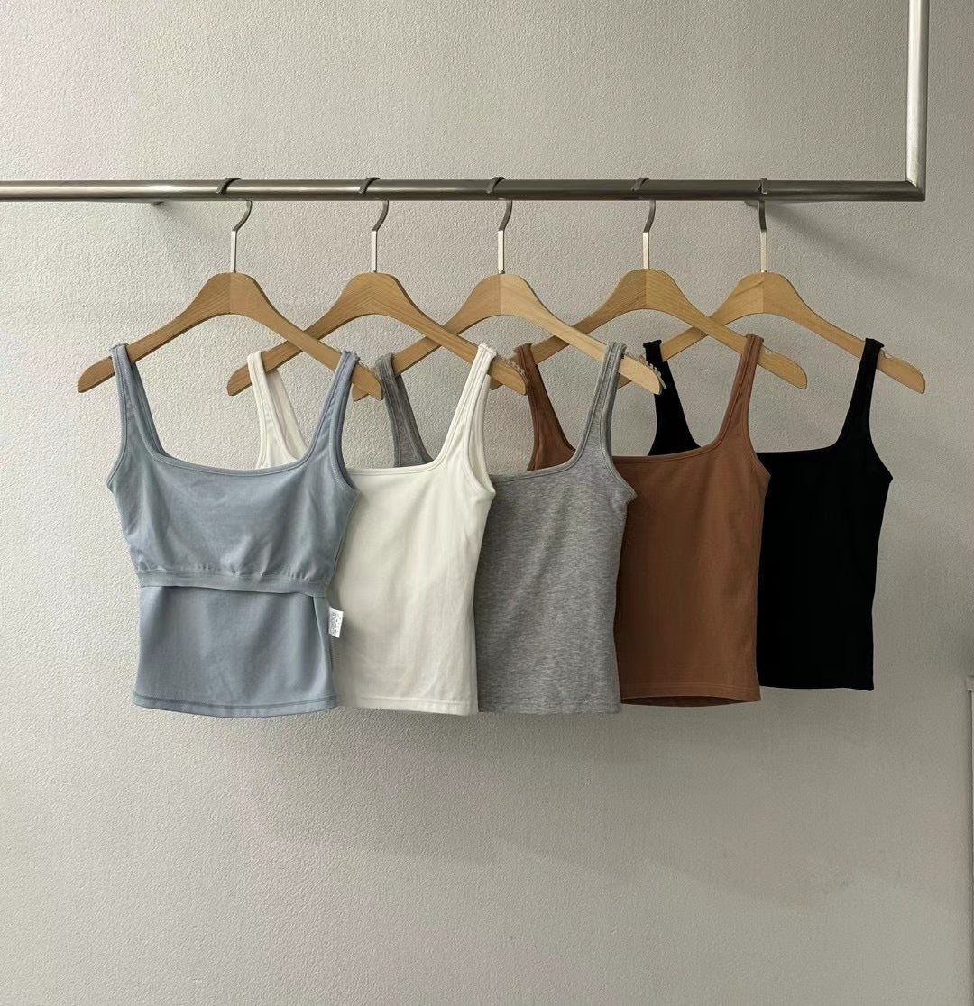 【✔️PAD｜打底必備】Basic Solid U Neck Padded Bra Top